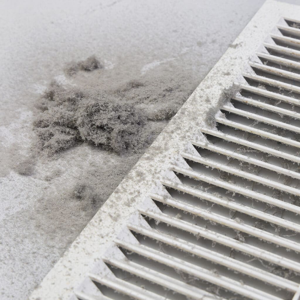 Dust is collected from the duct filter